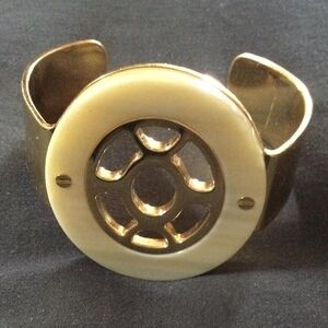 Gold and Cream Cuff Bracelet